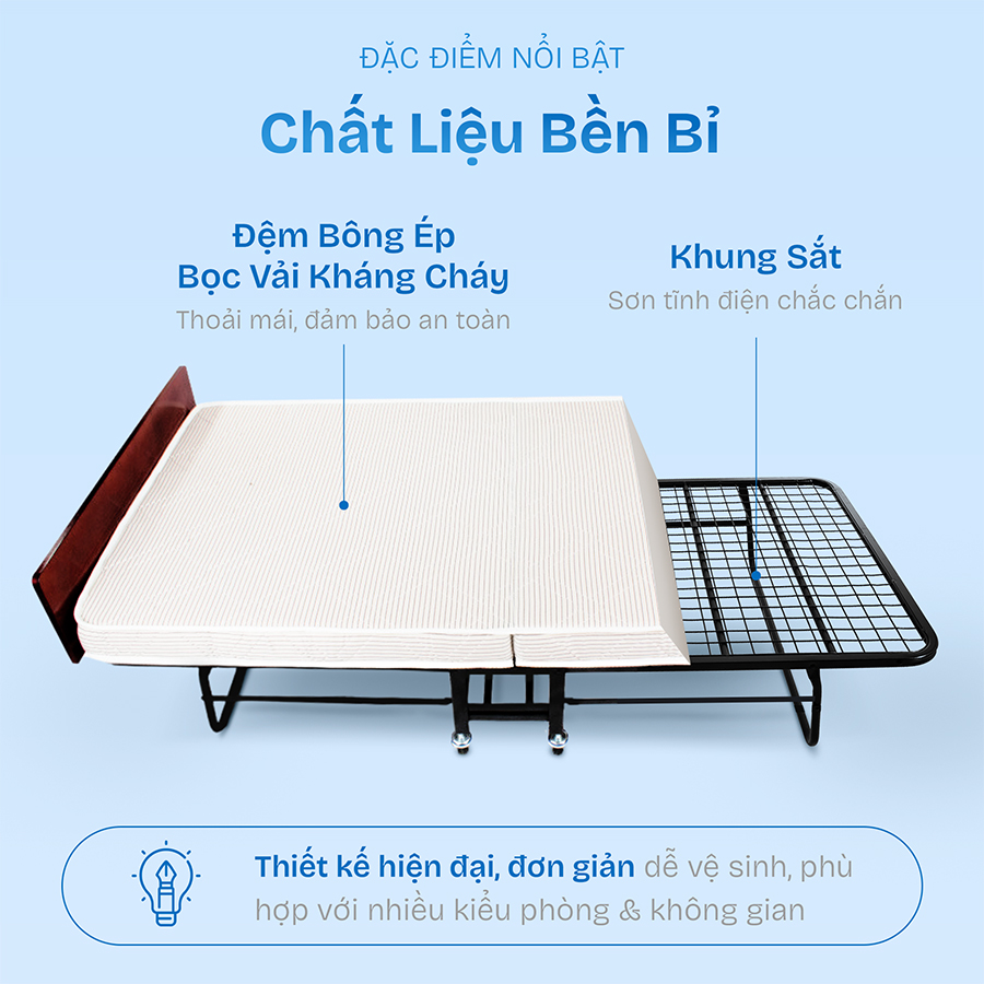 Giường Extra Bed Gấp Gọn Khách Sạn CHU MY – Thép Dày, Bền Bỉ