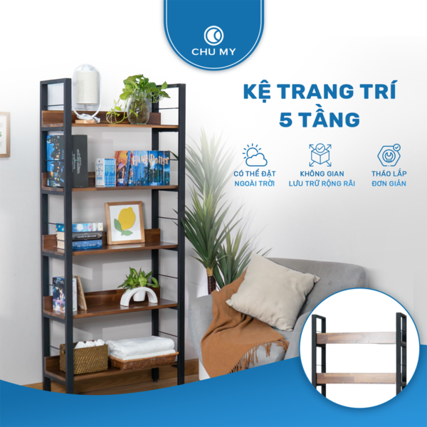 Kệ trang trí 5 tầng gỗ tràm CHU MY